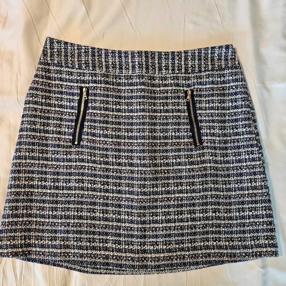 LOFT tweed mini skirt zip pocket 0p